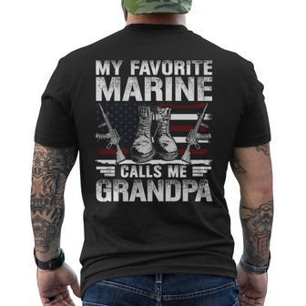 My Favorite Marine Calls Me Grandpa American Flag Fathers Day Mens Back Print T-shirt - Thegiftio UK