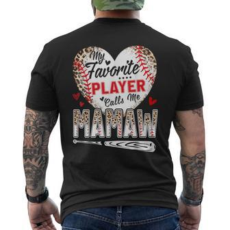 My Favorite Player Calls Me Mamaw Baseball Leopard Men's T-shirt Back Print - Monsterry DE