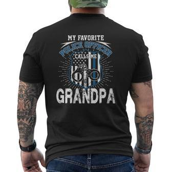 My Favorite Police Officer Calls Me Grandpa Father's Day Mens Back Print T-shirt | Mazezy