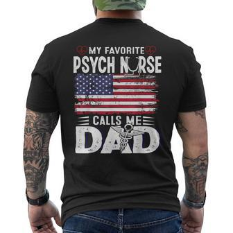 My Favorite Psych Nurse Calls Me Dad Fathers Day Usa Flag Men's T-shirt Back Print - Thegiftio UK