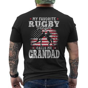 My Favorite Rugby Player Calls Me Grandad Fathers Day Men's T-shirt Back Print - Monsterry UK