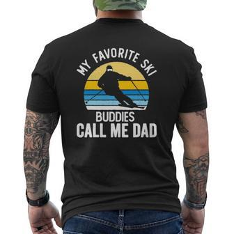 My Favorite Ski Buddies Call Me Dad Vintage Sunset Mens Back Print T-shirt | Mazezy