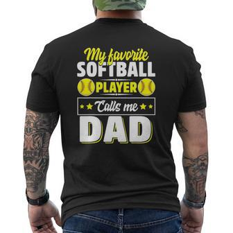 My Favorite Softball Player Calls Me Dad Cute Mens Back Print T-shirt | Mazezy CA