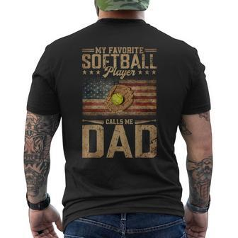 My Favorite Softball Player Calls Me Dad Father's Day Daddy Men's T-shirt Back Print - Thegiftio UK