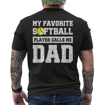 My Favorite Softball Player Calls Me Dad Father's Day Men's T-shirt Back Print - Thegiftio UK