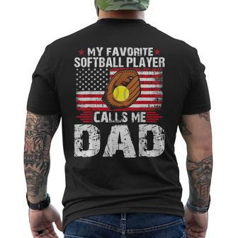 My Favorite Softball Player Calls Me Dadsoftball Dad Men's T-shirt Back Print - Monsterry DE