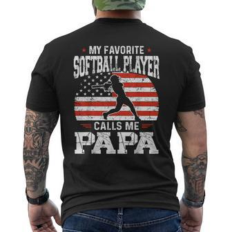 My Favorite Softball Player Calls Me Papa Fathers Day Men's T-shirt Back Print - Monsterry UK