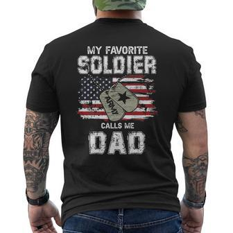 My Favorite Soldier Calls Me Dad Us Army Military Us Flag Mens Back Print T-shirt - Thegiftio