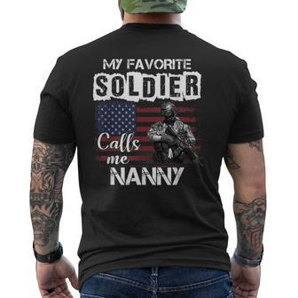 My Favorite Soldier Calls Me Nanny Army Veteran Men's T-shirt Back Print - Monsterry CA
