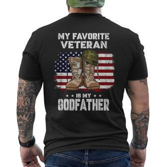 My Favorite Veteran Is My Godfather American Flag Veterans Men's T-shirt Back Print - Monsterry UK