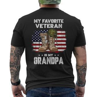My Favorite Veteran Is My Grandpa American Flag Veterans Day Men's T-shirt Back Print | Seseable CA