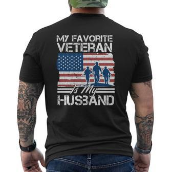 My Favorite Veteran Is My Husband Mens Back Print T-shirt | Mazezy