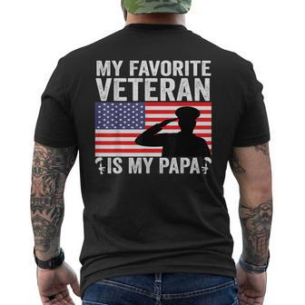 My Favorite Veteran Is My Papa Us Flag Father Veterans Men's T-shirt Back Print - Seseable