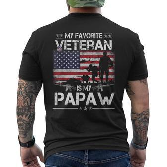 My Favorite Veteran Is My Papaw Flag Father Veterans Day Men's T-shirt Back Print - Seseable
