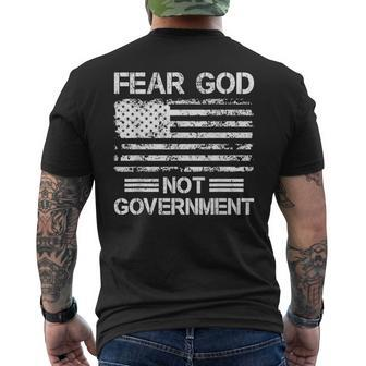Fear God Not Government American Flag Men's T-shirt Back Print - Monsterry AU