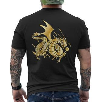 Fearless Golden Chinese Dragon Fire Ball Men's T-shirt Back Print - Monsterry AU