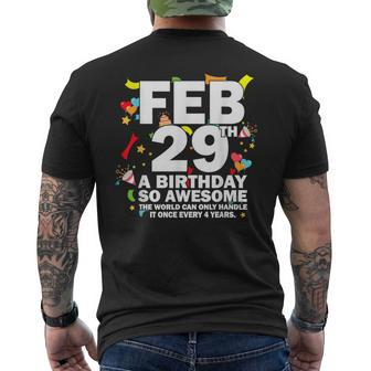 Feb 29Th Birthday Leap Day Birthday Leap Year Birthday 2024 Men's T-shirt Back Print - Seseable