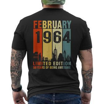 February 1964 59 Years Of Being Awesome Vintage Mens Back Print T-shirt - Seseable