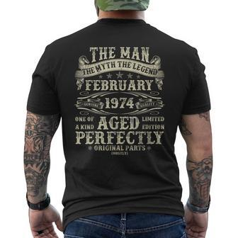 February 1974 Man Myth 50Th Birthday Vintage For Men Men's T-shirt Back Print - Monsterry UK