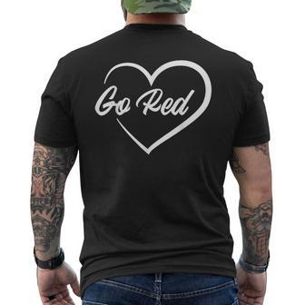 February Heart Disease Awareness Month Red Heart American Men's T-shirt Back Print - Monsterry