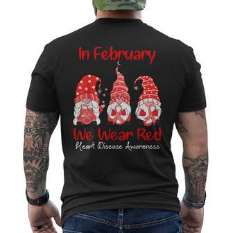 In February We Wear Red Three Gnomes Heart Disease Awareness Men's T-shirt Back Print - Thegiftio UK