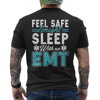 Feel Safe Tonight Sleep With An Emt Men's T-shirt Back Print | Mazezy