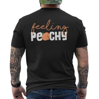 Feeling Peachy Water Color Peach Lover Spring Cool Saying Men's T-shirt Back Print - Monsterry DE