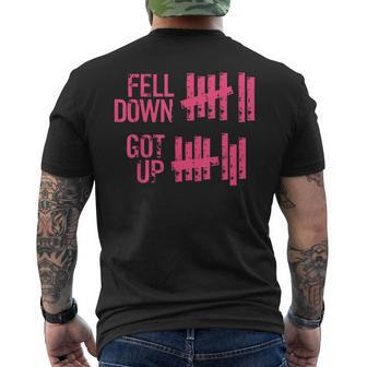 Fell Down Got Up Motivational Positivity Men's T-shirt Back Print | Mazezy