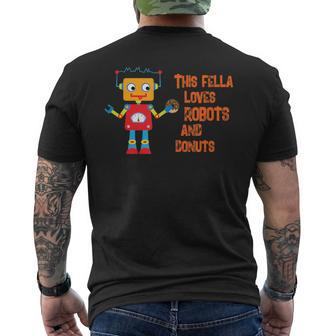 This Fella Loves Robots And Donuts Brain Food Merchandise Men's T-shirt Back Print - Monsterry DE