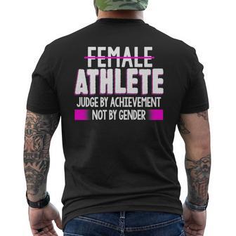 Female Athlete Judge By Achievement Not Gender Fun Men's T-shirt Back Print - Monsterry AU