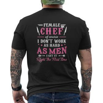 Female Chef Mens Back Print T-shirt - Seseable