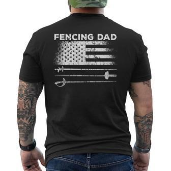 Fencing Dad Usa Flag Fencing Outfit Fencer Fencing Men's T-shirt Back Print - Monsterry