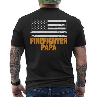 Feuerwehrmann Papa Amerikanische Flaggeatertag T-Shirt mit Rückendruck - Geschenkecke