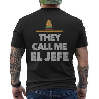 Fiesta Mexican Party They Call Me El Jefe Hat Men's T-shirt Back Print - Monsterry UK