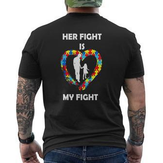 Her Fight Is My Fight Autism Awareness Dad Daughter Mens Back Print T-shirt | Mazezy CA