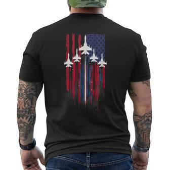 Fighter Jet Airplane American Flag Patriotic 4Th Of July Men's T-shirt Back Print | Mazezy AU
