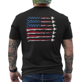 Fighter Jet Airplane Usa Flag 4Th Of July Patriotic Mens Men's T-shirt Back Print - Monsterry DE