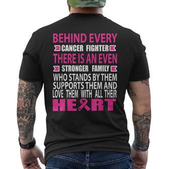 Fighter And Strong Family Breast Cancer Awareness Cancer Men's T-shirt Back Print - Seseable