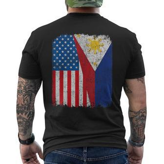 Filipino American Flag Half Usa Philippines Root Proud Men's T-shirt Back Print - Monsterry