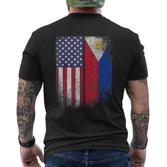 Filipino Roots American Grown Philippines Usa Flag America Mens Back Print T-shirt - Seseable