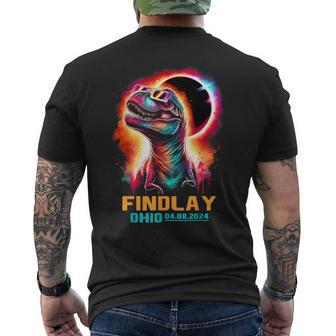 Findlay Ohio Total Solar Eclipse 2024 Dinosaur Colorful Men's T-shirt Back Print - Monsterry