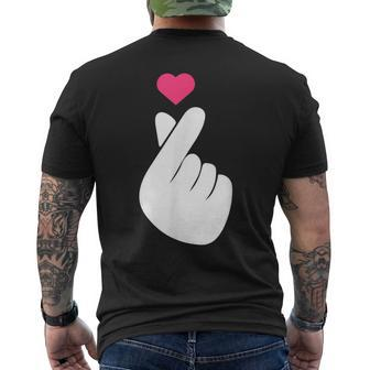Finger Heart Korean Hand Symbol K-Pop Love Saranghae Men's T-shirt Back Print - Monsterry