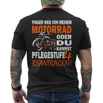 Finger Weg Von Mein Motorrad Motorcycle Rider & Biker S T-Shirt mit Rückendruck - Seseable