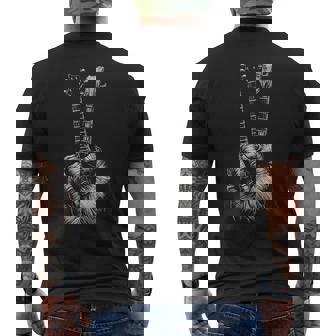 Fingers Peace Sign Guitar Necks Men's T-shirt Back Print | Mazezy