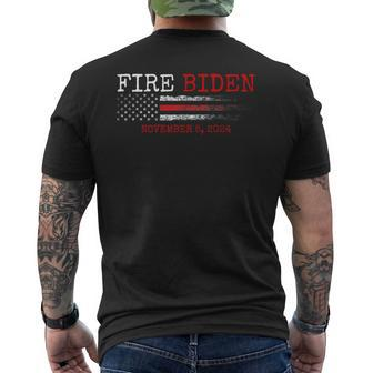 Fire Biden Elect Trump President 2024 Vintage American Flag Men's T-shirt Back Print | Mazezy CA