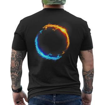Fire And Ice Duel Dragon T-Shirt mit Rückendruck - Seseable