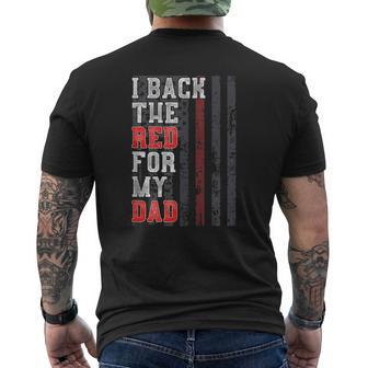 Firefighter Dad Daughter Son Support Flag Red Zip Mens Back Print T-shirt | Mazezy
