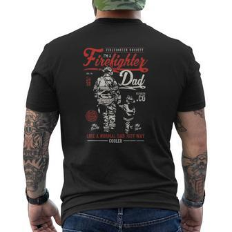 Firefighter Dad For Father From Kids Son Daughter Mens Back Print T-shirt | Mazezy UK
