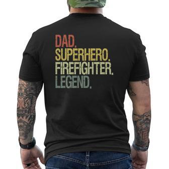 Firefighter Dad Superhero Legend Vintage Mens Back Print T-shirt | Mazezy