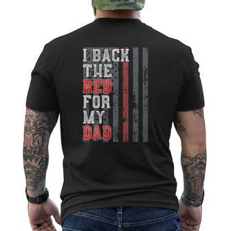 Firefighter For Daughter Son Support Dad Thin Red Line Mens Back Print T-shirt | Mazezy